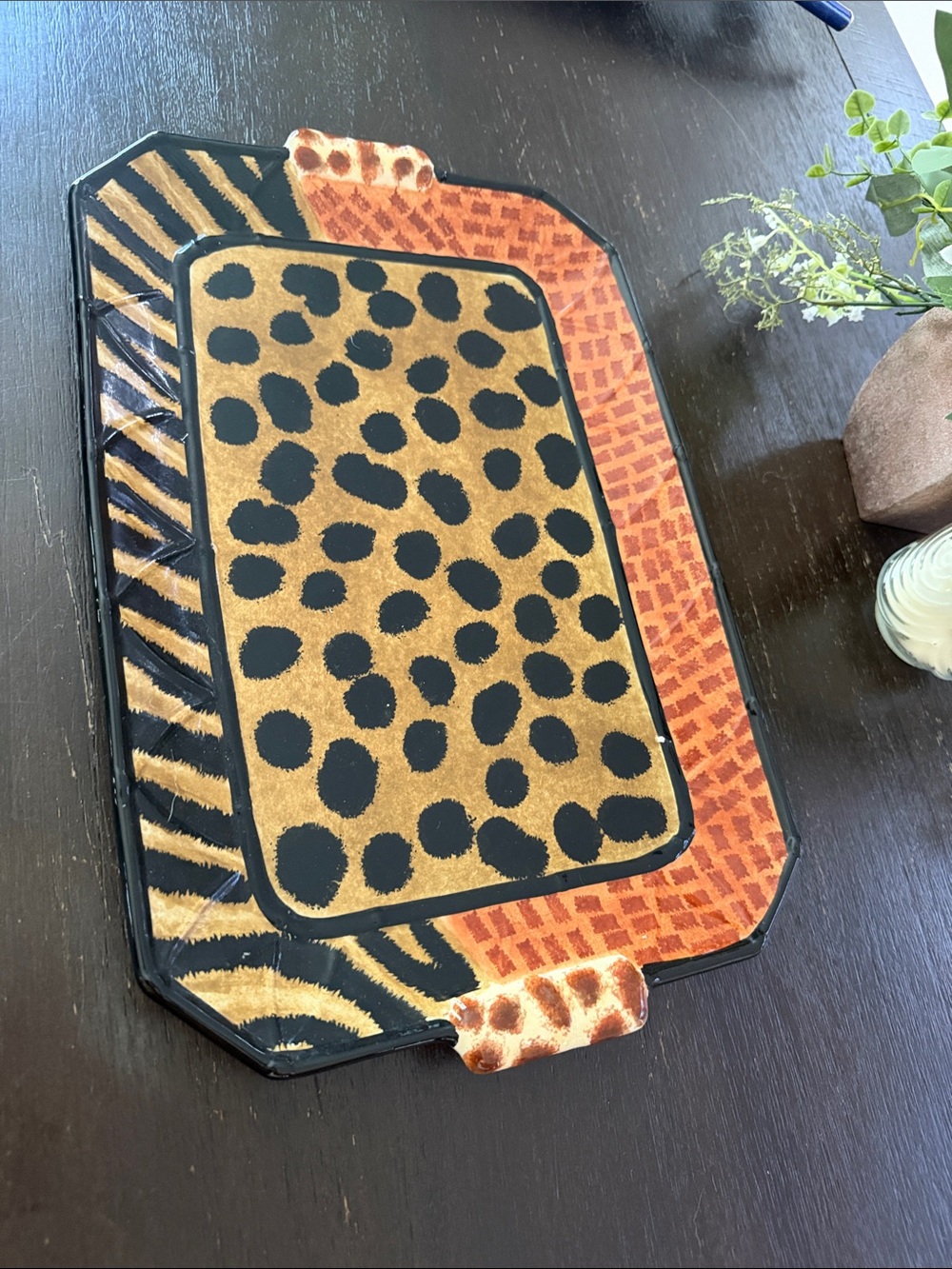 Animal Print Decorative Serving Tray - Brown/Black